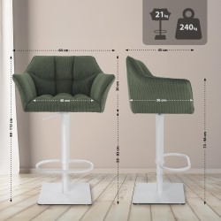 Taburete de bar Damaso W Cord Green