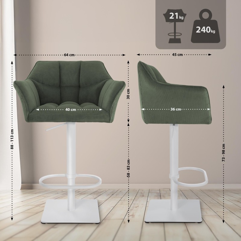 Taburete de bar Damaso W Cord Green