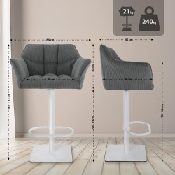 Taburete de bar Damaso W Cord gris