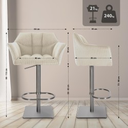 Taburete de bar Damaso E Cord color crema