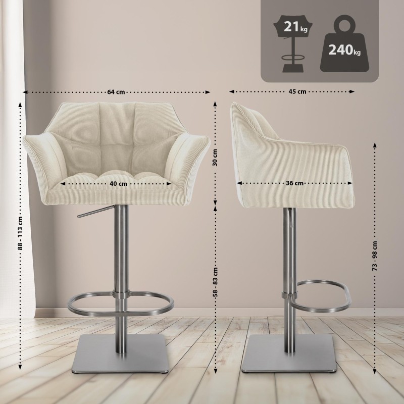 Taburete de bar Damaso E Cord color crema