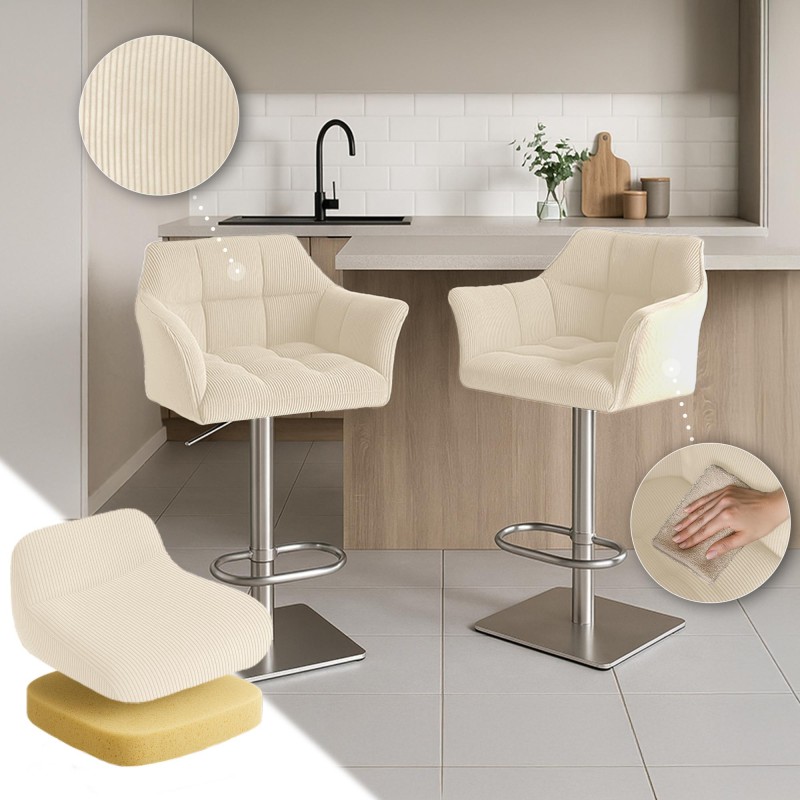 Taburete de bar Damaso E Cord color crema