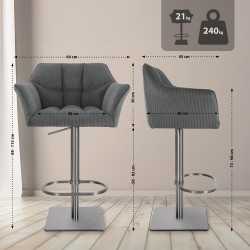 Taburete de bar Damaso E Cord gris