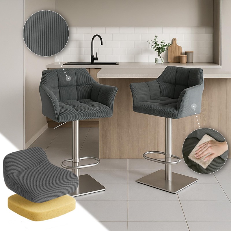 Taburete de bar Damaso E Cord gris