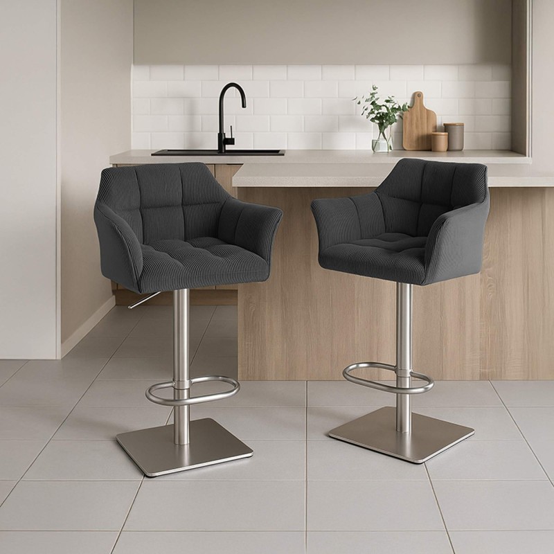 Taburete de bar Damaso E Cord gris oscuro