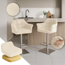 Taburete de bar Damaso B Cord color crema