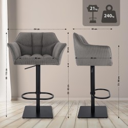 Taburete de bar Damaso B Cord color topo