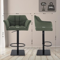 Taburete de bar Damaso B Cord verde