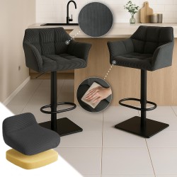 Taburete de bar Damaso B Cord gris oscuro