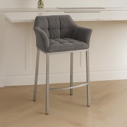 Taburete de bar Damaso E Cord con estructura de 4 patas en color topo