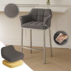 Taburete de bar Damaso E Cord con estructura de 4 patas en color topo