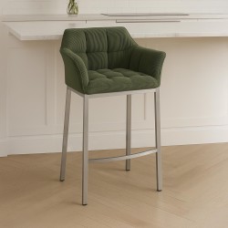 Taburete de bar Damaso E Cord con estructura de 4 patas en color verde