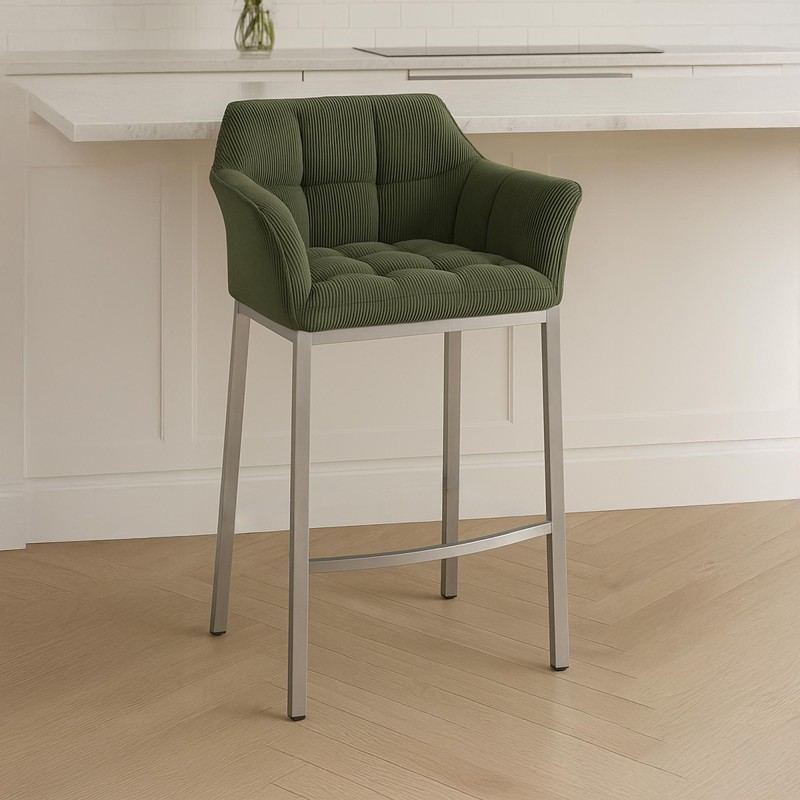 Taburete de bar Damaso E Cord con estructura de 4 patas en color verde
