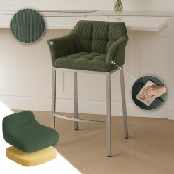 Taburete de bar Damaso E Cord con estructura de 4 patas en color verde
