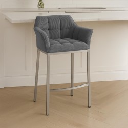 Taburete de bar Damaso E Cord con estructura de 4 patas en color gris