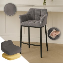 Taburete de bar Damaso B Cord con estructura de 4 patas en color topo