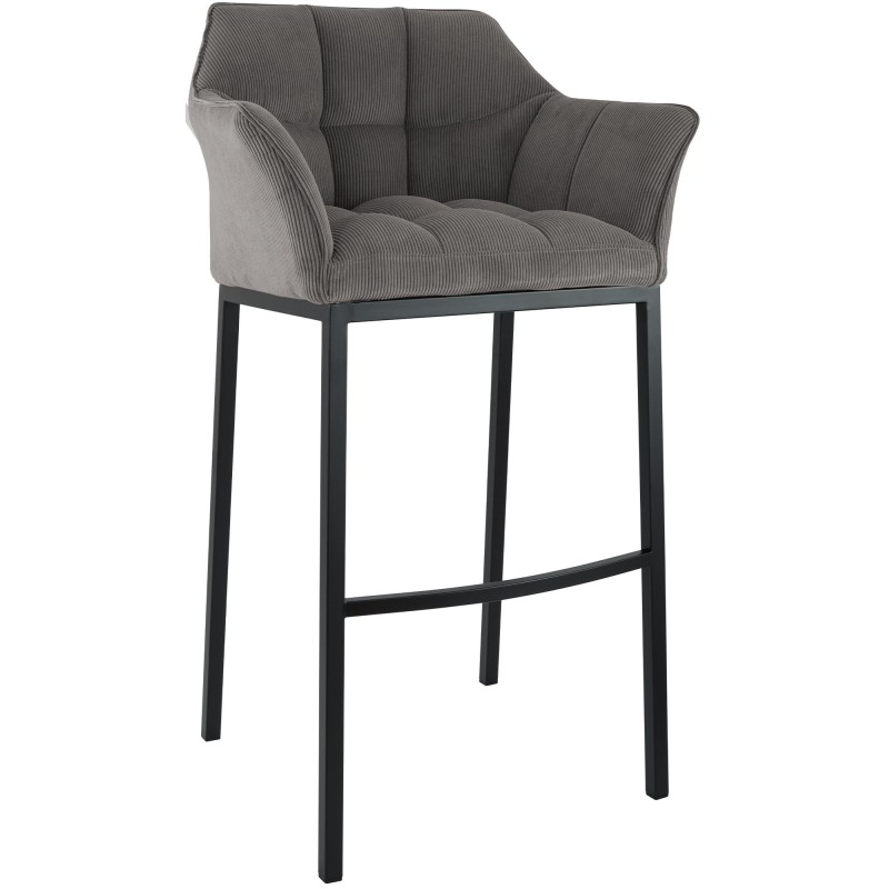 Taburete de bar Damaso B Cord con estructura de 4 patas en color topo