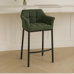 Taburete de bar Damaso B Cord con estructura de 4 patas verde