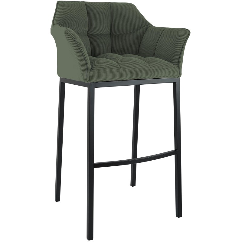 Taburete de bar Damaso B Cord con estructura de 4 patas verde
