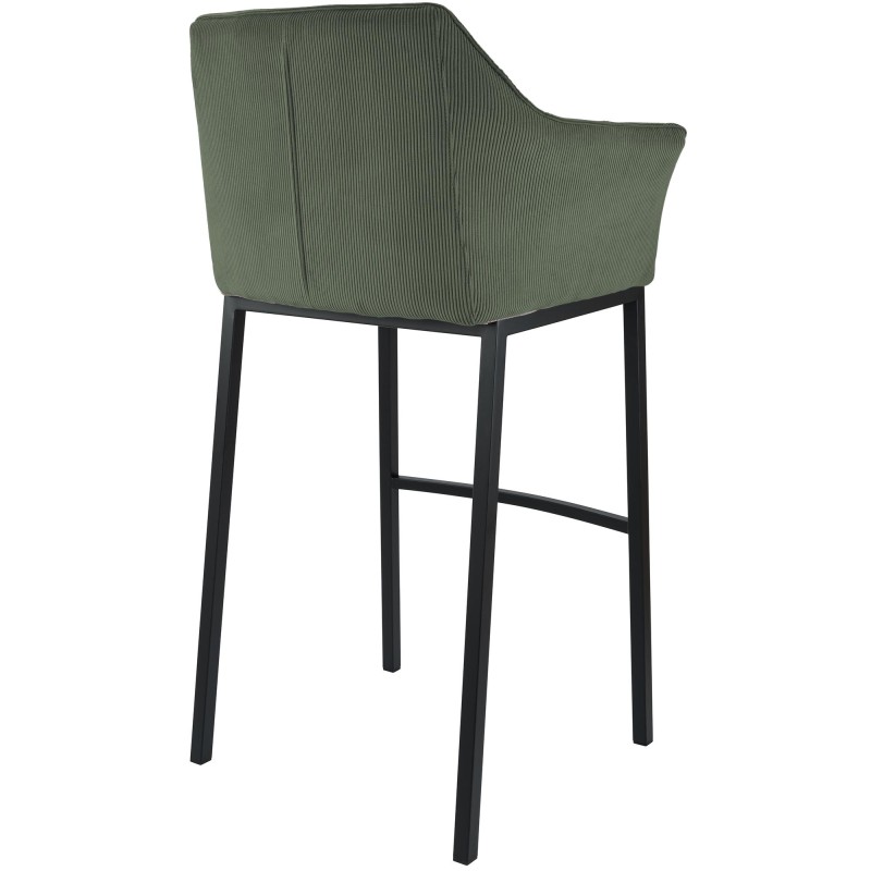 Taburete de bar Damaso B Cord con estructura de 4 patas verde