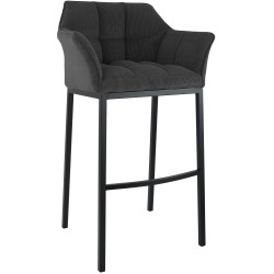 Taburete de bar Damaso B Cord con estructura de 4 patas en gris oscuro