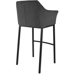 Taburete de bar Damaso B Cord con estructura de 4 patas en gris oscuro