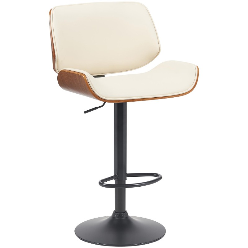 Taburete de bar Beverley B en piel sintética color nogal/crema