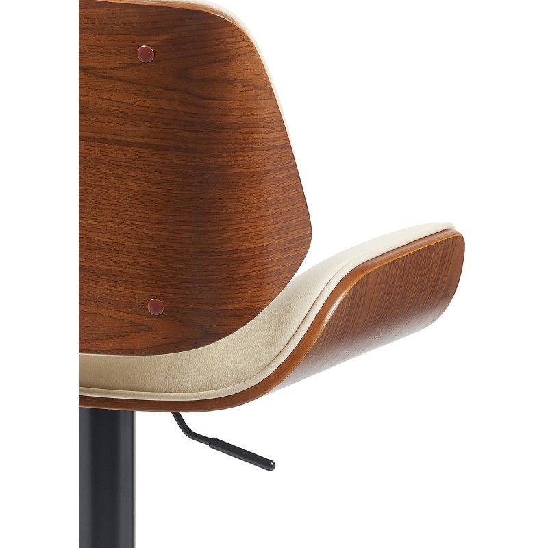 Taburete de bar Beverley B en piel sintética color nogal/crema