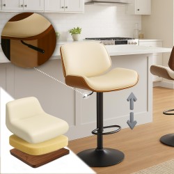 Taburete de bar Beverley B en piel sintética color nogal/crema