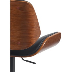 Taburete de bar Beverley B en nogal/piel sintética negra