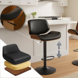 Taburete de bar Beverley B en nogal/piel sintética negra