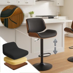 Taburete de bar Beverley B en nogal/tela negra