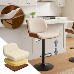 Taburete de bar Beverley B en tela nogal/crema