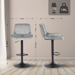 Juego de 2 taburetes de bar Solon negros y grises