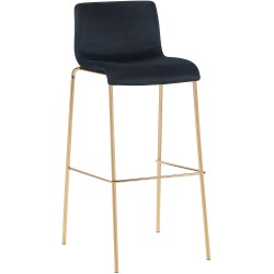 Taburete de bar de 4 patas Hoover de terciopelo dorado y negro Taburete de bar de 4 patas Hoover de terciopelo dorado y negro