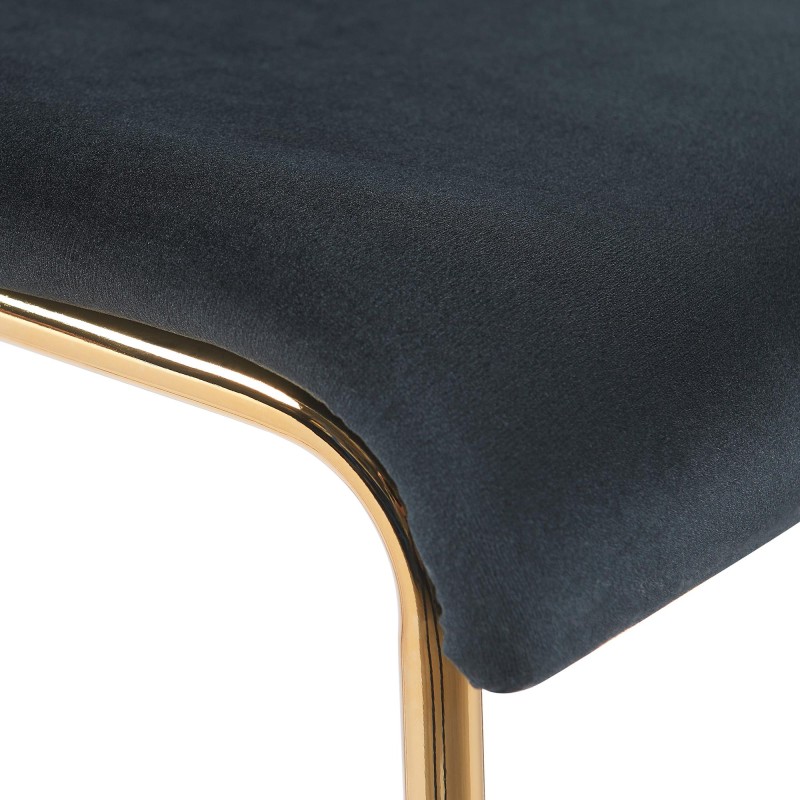 Taburete de bar de 4 patas Hoover de terciopelo dorado y negro