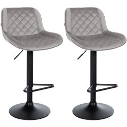 Juego de 2 taburetes de bar Kasson de terciopelo gris