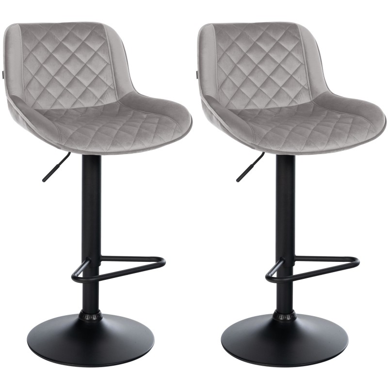 Juego de 2 taburetes de bar Kasson de terciopelo gris