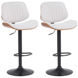 Juego de 2 taburetes de bar Clawson en nogal negro/tela crema