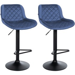 Juego de 2 taburetes de bar Kasson de terciopelo azul