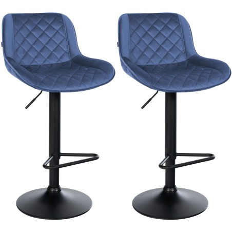 Juego de 2 taburetes de bar Kasson de terciopelo azul