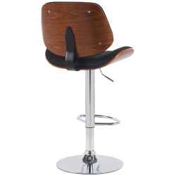 Juego de 2 taburetes de bar Clawson en tela nogal/cromo negro