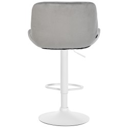 Juego de 2 taburetes de bar Solon en terciopelo blanco y gris