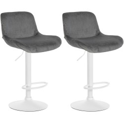 Juego de 2 taburetes de bar Solon en terciopelo blanco y gris oscuro