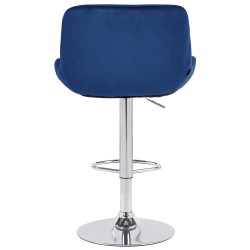 Juego de 2 taburetes de bar Solon cromados con tapizado de terciopelo azul