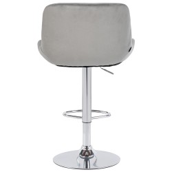Juego de 2 taburetes de bar Solon cromados con tapizado de terciopelo gris