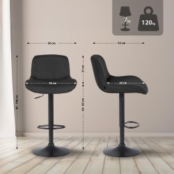 Juego de 2 taburetes de bar Solon Black en tela negra