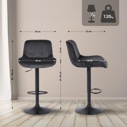 Juego de 2 taburetes de bar Solon de terciopelo negro
