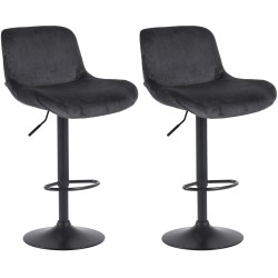 Juego de 2 taburetes de bar Solon de terciopelo negro