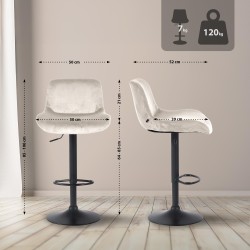 Juego de 2 taburetes de bar Solon en terciopelo negro y crema